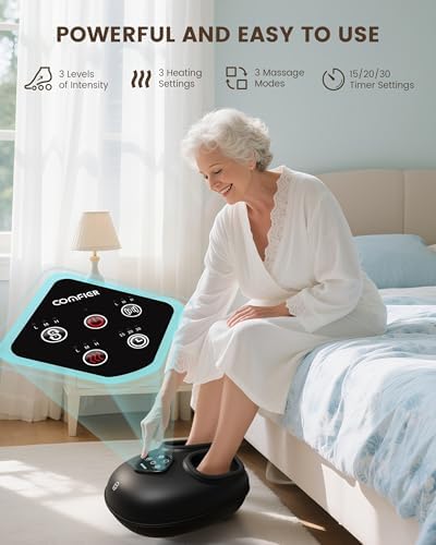COMFIER FSA Eligible Foot Massager with Heat, HSA Eligible Shiatsu Foot Massager Machine for Plantar Fasciitis, Kneading & Compression for Neuropathy Pain, Fits up to Size 14, Gift for Mom - Image 4