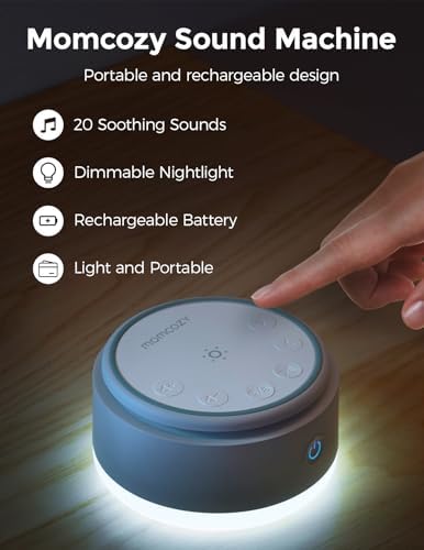 Momcozy Sound Machine for Baby | Portable White Noise Sound Machine for Sleep Rechargeable | 20 Sleep Sounds White Noise Machine with Nursery Night Light | Travel Sleep Sound Machine Battery Based - Image 2