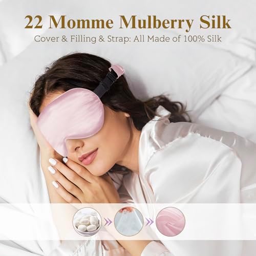 BeeVines 22 Momme Silk Sleep Mask, 3D Contoured Eye Masks for Women(2 Pack) - Image 2