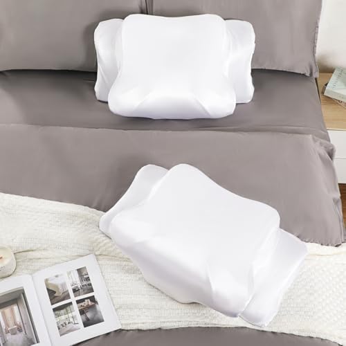 Satin Pillowcase for Cervical Pillows, (Cover Only) Fit for Orthopedic Neck Support Pillow, Silky Smooth Pillowcase Cover with Zipper Closure (White) - Image 6