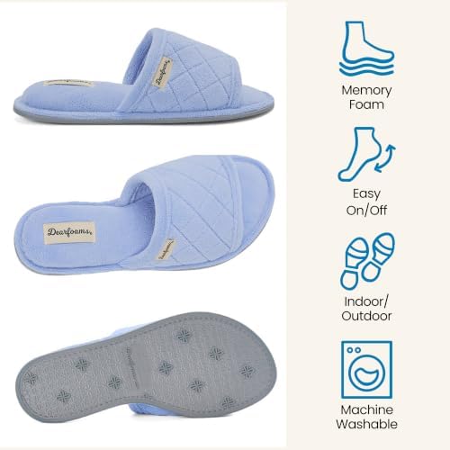 Dearfoams womens Slipper Memory Foam Summer House Shoe Beatrice Terry Slide - Image 3