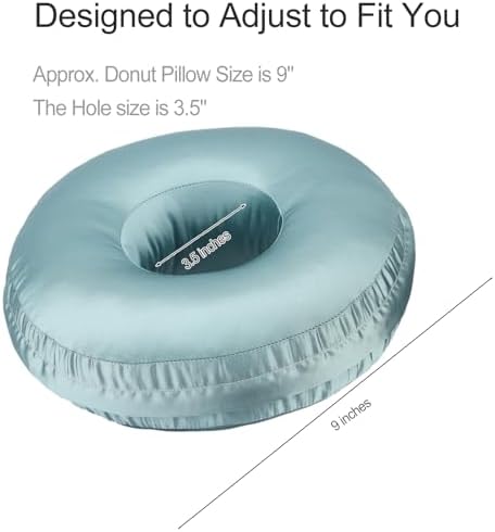 Washable Silky Satin Ear Piercing Pillow with Removable Pillowcase Smooth Cooling Donut Pillows Hole for Ear Pain Relief CNH Sleeping Pressure Sore Side Sleepers Ear Guard Protector, Turquoise - Image 6