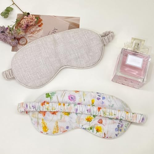 Sleep Mask Pure Linen Eye Mask, with Elastic Band,Comfort Sleeping Shade for Nighttime Sleeping, Traveling & Napping,Side Sleeper Eye Cover Cooling with Travel Bag Gift Package(Natural) - Image 4