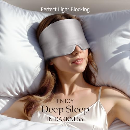 Zenssia 100% Mulberry Silk Sleep Mask Eye Mask for Men & Women, Silvergrey - Image 3