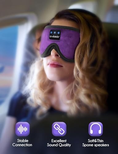LC-dolida Sleep Headphones, Sleep Mask Bluetooth Wireless Music Eye Mask, Sleeping Headphones for Side Sleepers Sleep Mask with Bluetooth Headphones Ultra-Thin Stereo Speakers Perfect for Sleeping - Image 6
