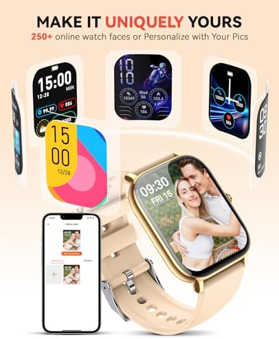 Smart Watch for Women Men- Answer/Make Call, IP68 Waterproof Fitness Step Tracker Watch with Sleep Monitor/Activity Counter/110+ Sport Mode, Smartwatch for Andriod iPhone Compatible, Gold - Image 5