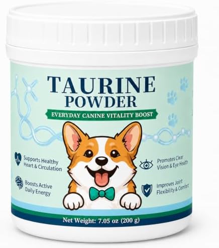 Taurine Powder for Dogs, Dog Taurine Supplement, Supports Heart Health, Vision, Skin, Coat, Boosts Energy & Daily Wellness, 200g by Unknown
