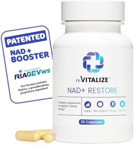 NAD+ Supplement 750mg - Advanced Nicotinamide Riboside for Anti-Aging & Supports Cellular Energy | Nad Plus Promotes DNA & Brain Health with High Absorption Formula Third Party Tested 30 Servings by reVITALIZE