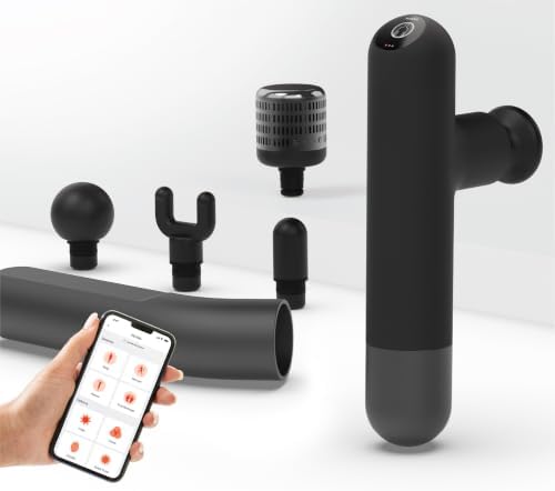 Sharper Image PowerBoost Reach Massage Gun| Guided Massage Program| iOS Android Apple Watch App| Hot + Cold Therapy| Touchscreen| Extension Handle| Deep Tissue Percussion Massager| Gifts for Men Women - Image 3