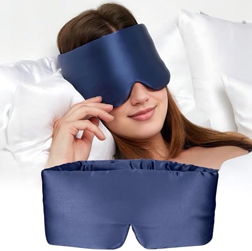 Silk Sleep Mask for Women and Men, Side Sleeper, 22 Momme Pure Mulberry Silk Total Blackout 100% Mulberry Eye Mask with Adjustable Headband Full Size, Eye Masks for Sleeping and Travel by Unknown