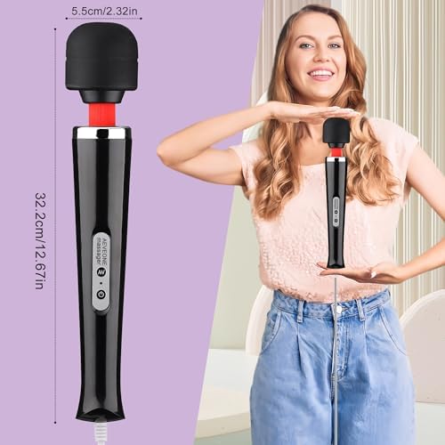 AEVEONE Wired Powerful Handheld Wand Massager, Strong Personal Vibration Massage for Sports Recovery, Back Muscle Aches, Whole Body Pain (Black) - Image 3