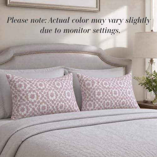 Decorative Pillowcase Embroidered Mina Trellis Dusk Lilac Mauve 12 x 20 inch Decorative Lumbar Throw Pillow Cover 30x50cm Dusk Pink Lilac 1pc Cotton Canvas - Image 2