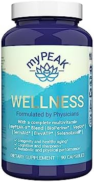 myPEAK Wellness Award-Winning Vegan Multivitamin with ElevATP Ancient Peat Extract, Natural Astaxanthin, Iron, Resveratrol and Alpha GPC, Immunity Booster, All-in-One for Men and Women, 90 Count by myPEAK