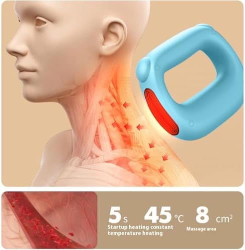 Deep Tissue Percussion Muscle Massage Gun: with Heat, Adjustable Intensity and Speed, Super Quiet, USB-C Rechargeable, Portable, Pain Relief for Athletes and Everyone, Ideal Gift（Blue） - Image 3