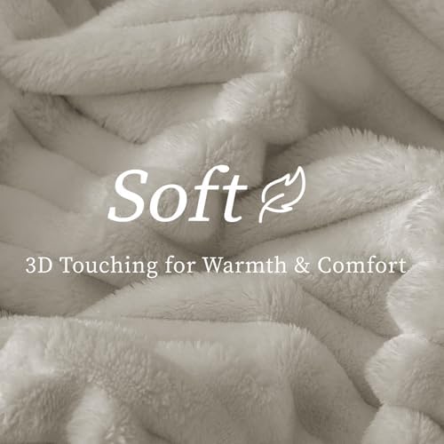 BEDELITE Ribbed Fleece Throw Blanket for Couch, Light Grey, 50"x60" - Image 5