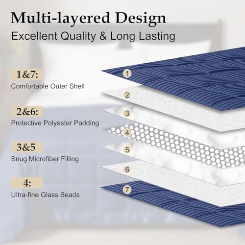 downluxe Weighted Blanket King Size, 18 lb Weighted Blanket with Glass Beads for All Season, Machine Washable Heavy Blanket (Navy, 108 X 90 Inch) - Image 4