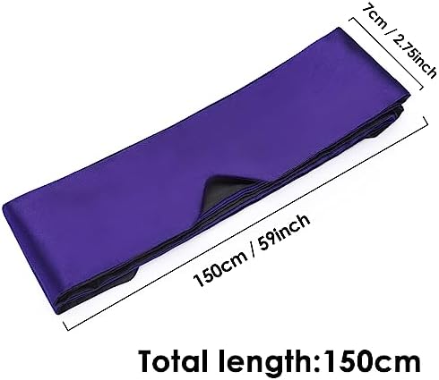 FRESHME Satin Eye Mask - Soft Sleep Mask Adjustable Eye Cover Blindfold for Night Meditation Travel Nap Sleep Eye Mask for Women Men Side Sleeper Valentine's Day Gift Black and Deep Purple 160cm/63in - Image 6