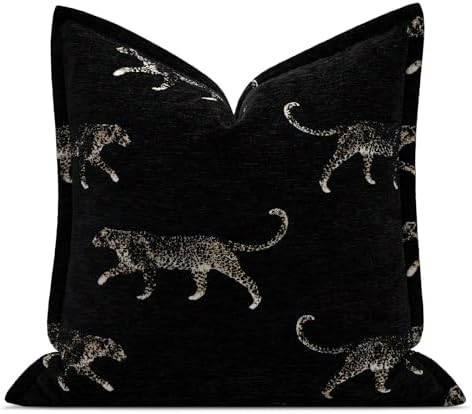 Double Sided Cheetah Pattern Throw Pillow Cover 22x22 Inch, Luxury Reversible Design Pillow Covers with Invisible Zipper for Sofa Bed Bedroom Living Room Home Decor by AIBUHOME