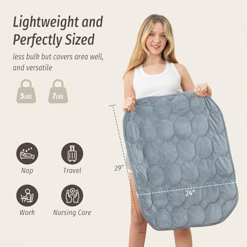 Wemore Weighted Lap Blanket 5lbs, 24"x29" Small Travel Blankets for Adults - Image 3