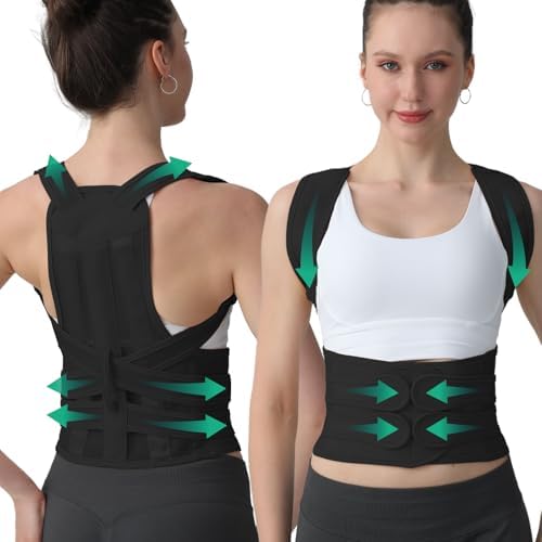 Posture Corrector for Women and Men, Adjustable Shoulder Straightener with Full Back Support, Relief for Lower & Upper Back Pain, Spine, Scoliosis Relief (Black, Small) by Unknown
