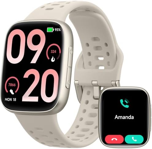 Smart Watches for Women/Men Android iPhone, [1.85" AMOLED Screen] Smartwatch Fitness Tracker 3ATM Waterproof with Bluetooth Calls, AI Control, Heart Rate/SpO2/Sleep Monitor, 7 Days Battery by Fitpolo