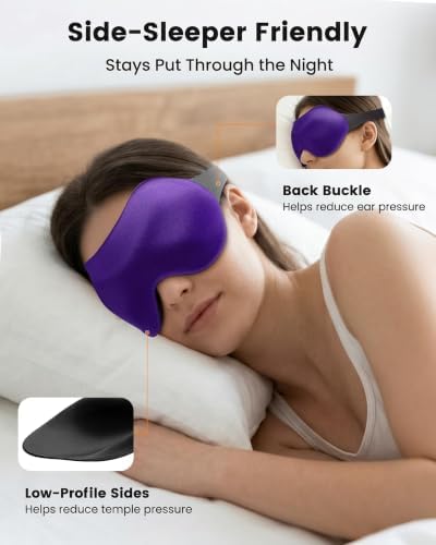 3 Pack Sleep Masks for Side Sleepers, True Blackout 3D Eye Mask for Sleeping, Zero Eye Pressure, Lash-Friendly, Adjustable Soft Eye Cover for Women Men, Travel Night Blindfold - Image 4