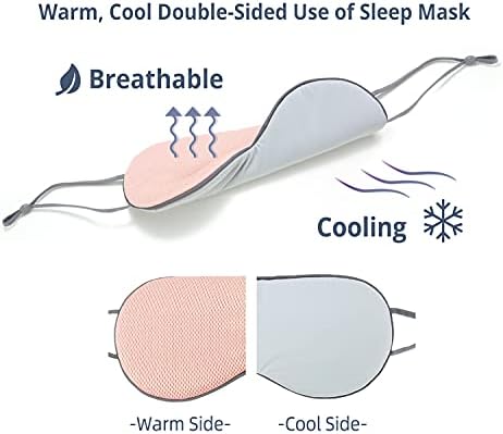 Sleeping Mask 2 Pack, Warm, Cool Double-Sided Use of Sleep Mask, Super Soft Blindfold with Adjustable Strap, Block Out Light, Comfort Sleep Eye Mask for Travel Meditation Nap - Image 2