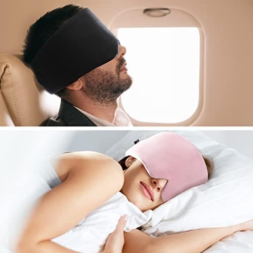 FRESHME Cotton Sleep Mask Blackout - Handmade Eye Mask for Sleeping Eye Shade Cover Sleep Mask for Women Men Girl Soft and Breathable Adjustable Blinder Light Blocking Pink Airplane with Travel Pouch - Image 2