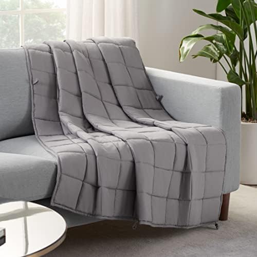 SERTA Zen Rest Wrinkle Resistant Adult Heavy Weighted Throw Blanket Filled with Glass Beads, 10 lbs (48 in x 72 in), Grey by Serta