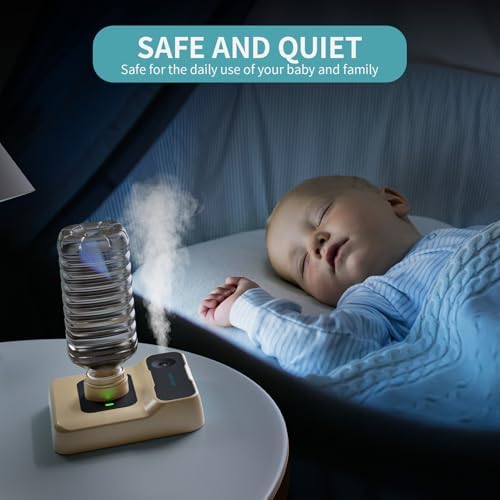 Travel Humidifier, Portable Small Humidifier for Plants, Bedroom, Office, Hotel or Car, Battery Operated Mini Cool Mist Humidifiers, Quiet 23dB, Auto-off, Night Light & BPA-Free, Khaki - Image 6