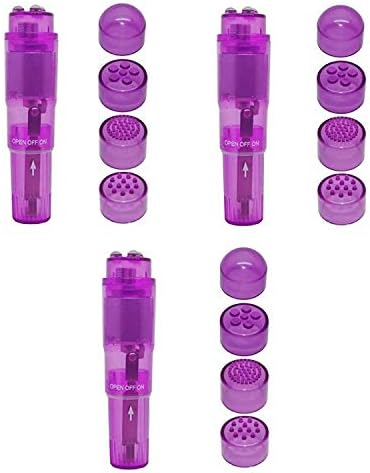 Mini Massager Handheld with 4 Heads Pocket Pen for Face, Neck, Head,Back and Shoulder (3PC Purple) by Finever