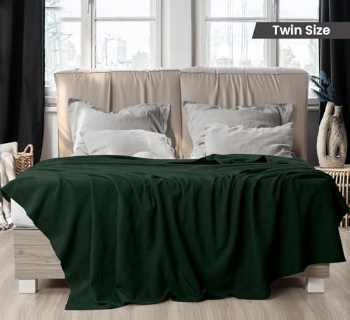 Utopia Bedding 100% Cotton Thermal Blanket Forest Green Twin, 90x72 Inches - Image 2