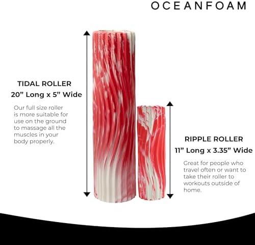 Oceanfoam Tidal Roller - Red Marbled - Muscle Massage Foam Roller for Back Pain & Stretching - Firm and Ergonomic Wide Wave Textured - Yoga, Athletics, & Wellness - Full Size, 20" x 5" - Image 6