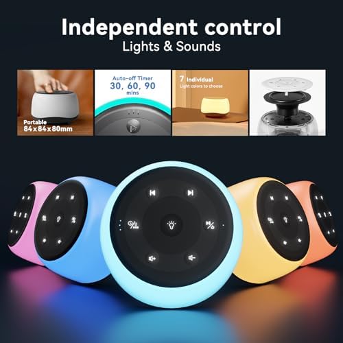HEYAXA White Noise Sound Machine with 7 Colors Night Light 34 Soothing Sounds, Portable Sound Machine for Baby Adults Kids Sleep with 30 Volume Levels 4 Timers Adjustable Brightness (Black) - Image 5