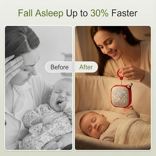 Portable Sound Machine for Baby Sleep Aid Relaxation | White Noise Machine with Star Projector | Calm Soother Music Sound with Hook for Nursery, Travel, Bedroom,Christmas Holidays Gifts (Penguin) - Image 3