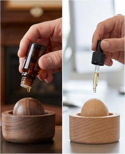 6PCS Wooden Essential Oil Diffuser, No Electricity Needed, Compact Round Ball Design Passive Aroma for Home Office Car (3 Beech & 3 Walnut) - Image 6