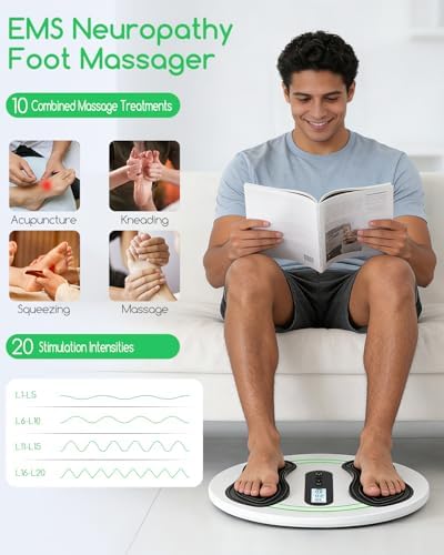 Transcutaneous Electrical Nerve Stimulator for Feet, EMS Foot Massager for Neuropathy NMES Stimulator Circulation and Pain Relief, Electric Foot Massager with 4 TENS Unit Muscle Stimulator Pads - Image 4