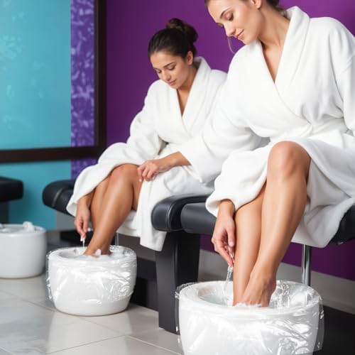 100 Pcs Disposable Foot Tub Liner, Disposable Pedicure Spa Liners Portable Plastic Pedicure Bowl Liners Thin Large Clear Foot Bath Basin Bags for Foot Pedicure Spa Beauty Salon Hotel Home Use - Image 6