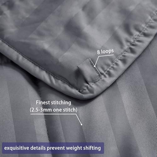 yescool Weighted Blanket for Adults (12 lbs, 60" x 80", Satin Grey Stripes) Heavy Blanket for Sleeping Perfect for 110-130 lbs, Queen Size Breathable Blanket with Premium Glass Bead - Image 5