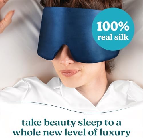 Homedics 100% Silk Sleep Mask, Mulberry Silk, Total Blackout, Nonslip Grip, Adjustable Strap for Custom Fit, Hand Washable, Comfortable for Travel & Home - Midnight Blue - Image 2