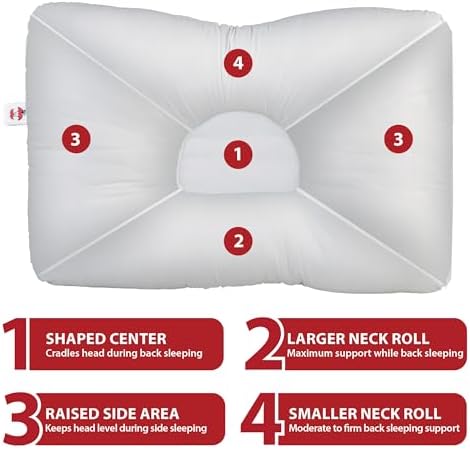 Ergonomic Cervical Pillow for Neck Pain Relief Back & Side Sleepers MID WH - Image 5