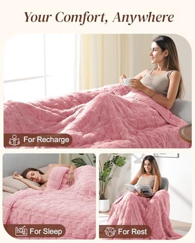 Kivik 15lbs Weighted Blanket for Adults, Checkered Fleece & Sherpa, 60"x80" - Image 5