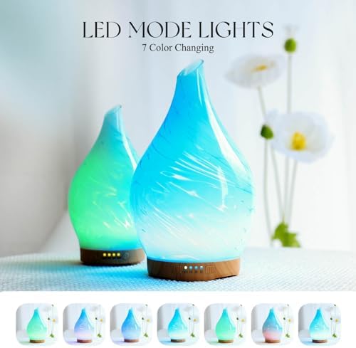 Porseme Essential Oil Diffuser 280ml Handmade Glass Diffuser 7H Runtime - Image 2