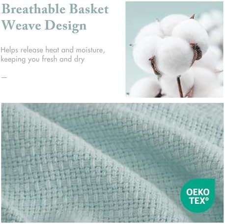 Madison Park 100% Cotton Breathable Queen Size Blanket for Bed, Blue - Image 3