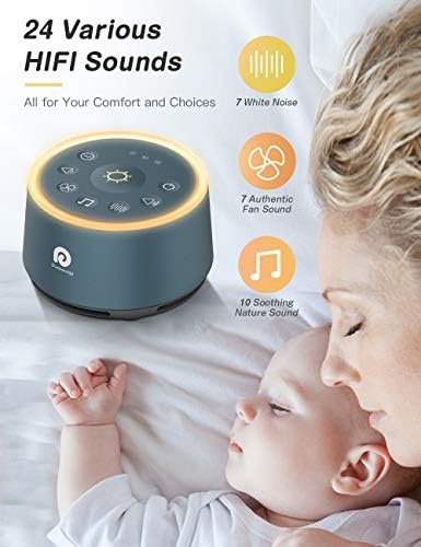 Dreamegg D1 White Noise Sound Machine with Baby Night Light, Navy Blue - Image 2