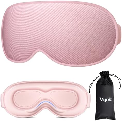 Sleep Mask for Women Men - 100% Blackout Eye Masks for Sleep, Lash Extensions 3D Contoured Sleeping Mask, Soft Adjustable Light Blocking Eye Cover Blindfold for Travel, Pink by Vynix