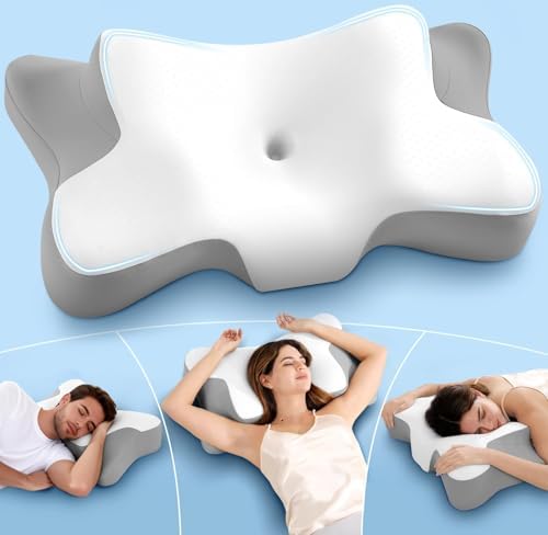 jiaao Cervical Neck Pillow for Pain Relief, Memory Foam Neck Support, White by jiaao