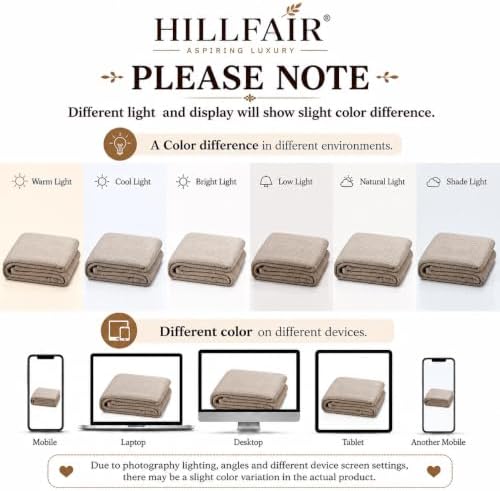 HILLFAIR 100% Combed Cotton Blanket– Twin Bed Blanket– Soft Cozy Warm Multipurpose Throws for Luxury Home Decor– 66 x 90 inch Twin XL Size Cotton Blankets for Beds- Bed Blankets for All Season- Sand - Image 6