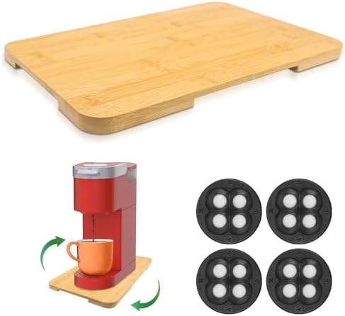 360° Rolling Tray Bamboo Appliance Slider for Kitchen Appliances by GIASSVIO