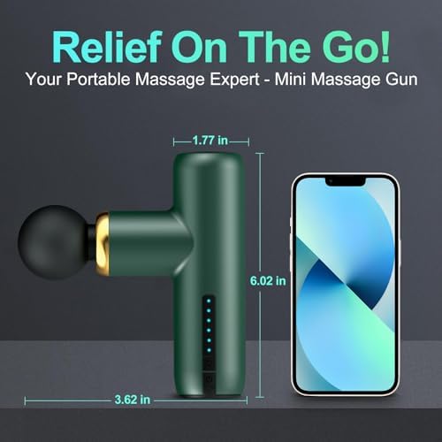 Mini Massage Gun Pocket-Sized Massage Gun Deep Tissue Quiet, Portable Percussion Muscle Travel Massager Gun,Back/Neck Massager for Pain Relief Deep Tissue(Green) - Image 2